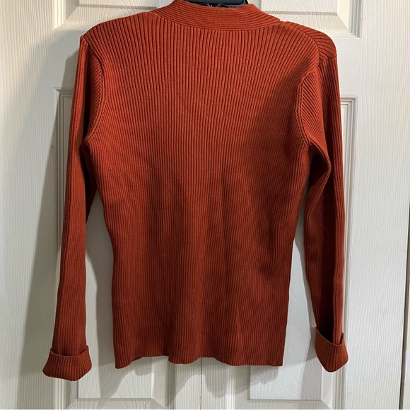 Laura Mock  Neck Rib-knit sweater in Rust colour, Size XL - Picture 2 of 2